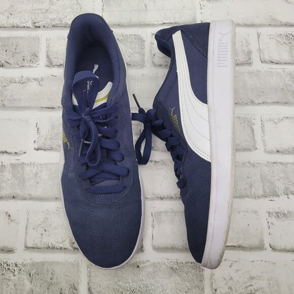 Pristine PUMA Low Tops Navy Suede Classic Style Men's Size 9.5 Soft Foam Insole - Picture 1 of 8
